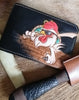 Tooled Leather Wallet Rooster Wallet with ID Window Cock Leather Wallet ID Holder Wallet Mens Wallet with ID Window Rooster Wallet