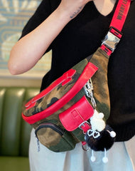 Camouflage Belt Bag Camouflage Fanny Pack for Men Camouflage Denim Leather Waist Bag