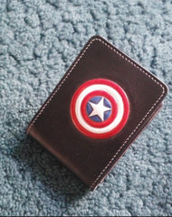 Captain America's Shield Wallet ID Holder Wallet Mens Wallet with ID Window Captain America's Shield Wallet Tooled Leather Wallet Card Wallet with ID Window