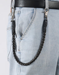 Best Black Braided Wallet Chains With Hook Handmade Leather Biker Pants Chain For Men