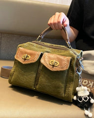 Women Green Canvas Convertible Handbag Crossbody Bag With outside Pockets Canvas Convertible Backpack Shoulder Bag