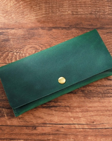 Green Leather Flap Wallet for Women Leather Womens Flap Wallet Vintage Wallet With Flap