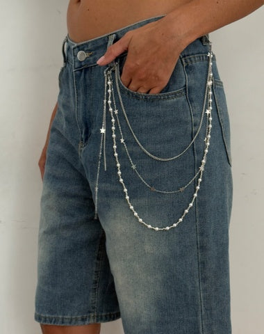 Pearl Wallet Chains Womens Triple Wallet Chain Star Beaded Wallet Chain for Women