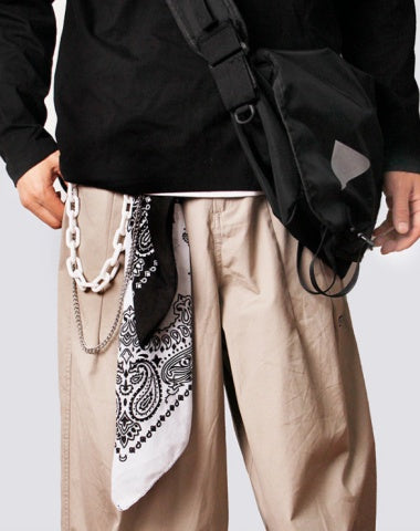 White Paisley Bandana Resin Trousers Chain Pants Chain Biker Kerchief Headscarf Jeans Chains