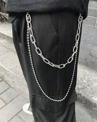 Cute Mens Silver Double Layers Pants Chains Silver Double Biker Wallet Chain For Women
