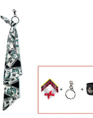 Dollar Pattern Paisley Bandana Pants Chain Kerchief Trousers Chain Biker Headscarf Jeans Chain Pants Chain