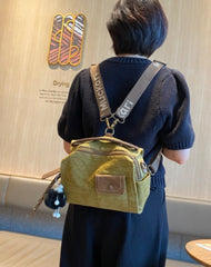 Dark Green Canvas Convertible Backpack Shoulder Bag Women Canvas Convertible Handbag Crossbody Bag