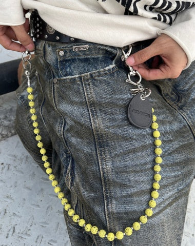 Yellow Ball Wallet Chain Ball Pants Chain Lavastone Bead Wallet Chain