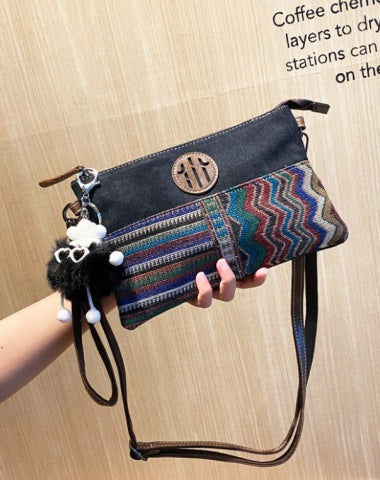 Boho Clutch Bag Canvas Small Shoulder Bag Women Wristlet Bag Embroidery Canvas Small Boho Crossbody Bag