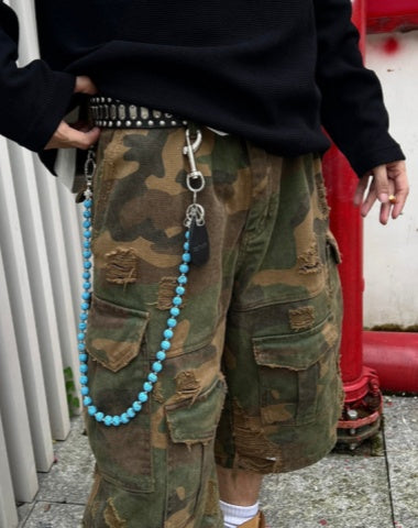 Blue Ball Wallet Chain Ball Pants Chain Lavastone Bead Wallet Chain