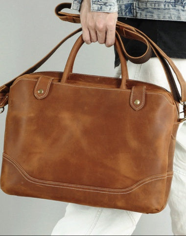 15 Inch Leather Laptop Bag for Men Brown Briefcase 15 inch Laptop Shoulder Bag
