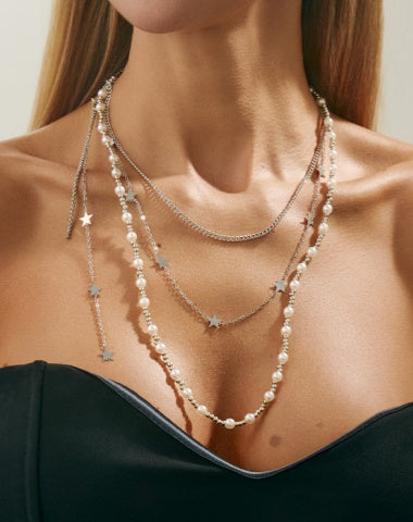 Star Beaded Wallet Chain for Women Pearl Wallet Chains Womens Triple Wallet Chain