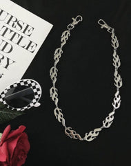 Cool Silver Flames Wallet Chains Silver Long Flames Biker Pants Chain For Men