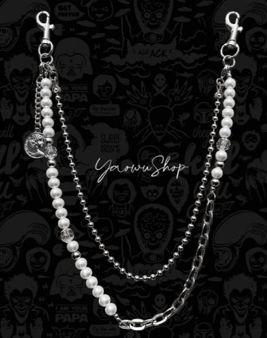 Pearl Wallet Chain Womens Double Wallet Chain Beaded Wallet Chain for Women