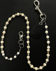 Long Ball Pants Chain White Ball Wallet Chain Turquoise Stone Beaded Wallet Chain Bead Wallet Chain