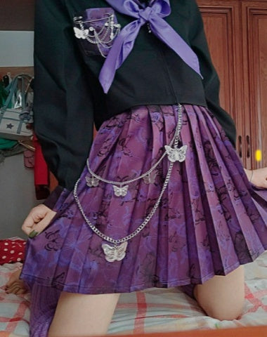 Fashion Womens Butterfly Jeans Chains Silver Double Layers Butterfly Wallet Chains Panties Chains For Men