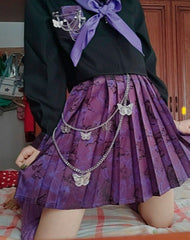 Fashion Womens Butterfly Jeans Chains Silver Double Layers Butterfly Wallet Chains Panties Chains For Men