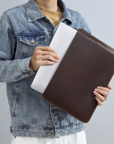 Dark Brown Leather Laptop Case 14 inches Mens 14 Leather Case for Laptop