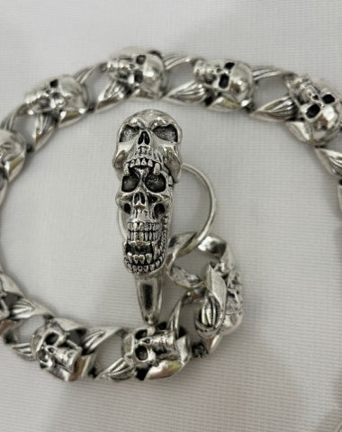 Silver Mens Skull Wallet Chains Cool Skull Wallet Chain Badass Skull Pants Chain For Men