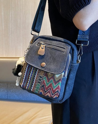 Canvas Embroidery Boho Shoulder Bag Womens Boho Sling Bag Canvas Crossbody Backpack
