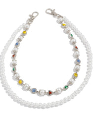Pearl Wallet Chains Womens Double Wallet Chain Silver Beaded Wallet Chain for Women