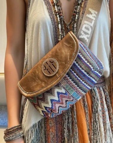 Embroidery Canvas Boho Crossbody Bag Women Small Boho Shoulder Bag Waist Bag Canvas Boho style Bags