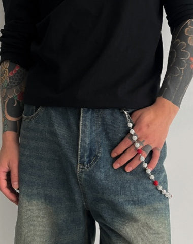 Red Beaded Wallet Chain for Women Ball Wallet Chain Womens Wallet Chain