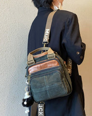 Green Canvas Convertible Backpack Women Shoulder Bag Canvas Convertible Crossbody Bag Canvas Handbag