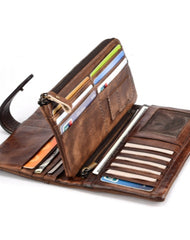 Buckle Mens Wallets That Holds A Lot of Cards Long Leather Wallet with Buckle for Men