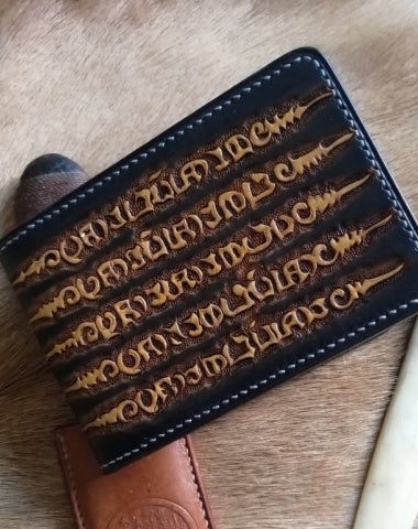 Characters Mens Wallet with ID Window Tooled Leather Wallet Card Wallet with ID Window ID Holder Wallet