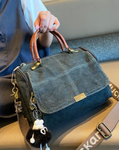 Dark Green Convertible Canvas Handbag Crossbody Bag Women Canvas Convertible Backpack Shoulder Bag