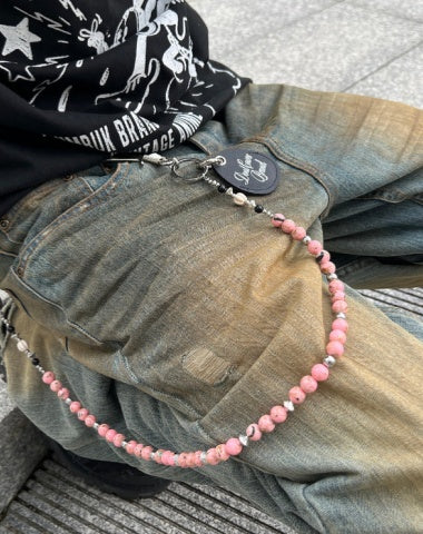 Pink Ball Wallet Chain Ball Pants Chain Turquoise Stone Beaded Wallet Chain Bead Wallet Chain