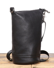 Black Barrel Sling Bag for Men Full Grain Leather Sling Bag Leather Men's Sling Bag
