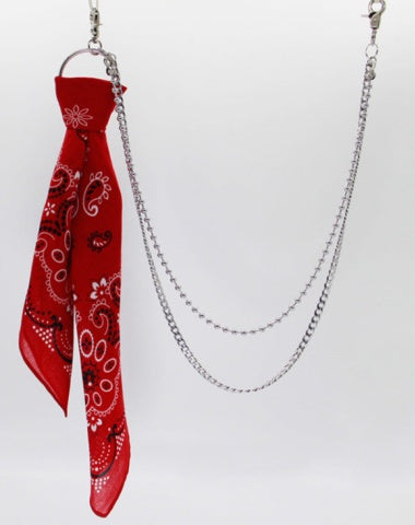 Wine Paisley Bandana Trousers Chain Pants Chain Biker Kerchief Headscarf Jeans Chains