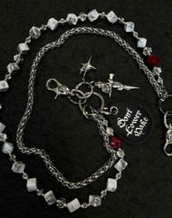 Cross Double Pants Chain Cross Double Wallet Chain Cube Beaded Pants Chain