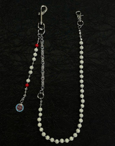 Gray Lavastone Beaded Wallet Chain Long Bead Wallet Chain for Women