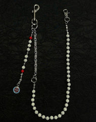 Gray Lavastone Beaded Wallet Chain Long Bead Wallet Chain for Women