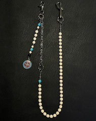 White Turquoise Stone Beaded Wallet Chain Long Bead Wallet Chain for Women
