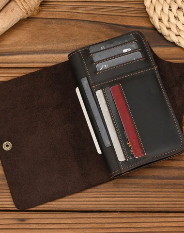 Leather Vertical Wallet with Buckle with Coin Pocket Mens Wallet With Lots of Card Slots Billfold