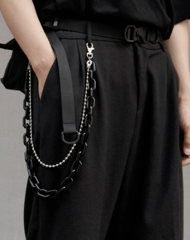 Cute Black Jeans Chain Silver Double Layers Resin Light Wallet Chains Panties Chain For Men
