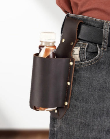 Leather Belt Water Bottle Holder Leather Water Bottle Belt Holder Pouch Leather Drink Bottle Belt Holder Fanny