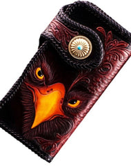 Cool Leather Wallet With Chain Wallet for Men Tooled Leather Wallet Eagle Biker Chain Wallets