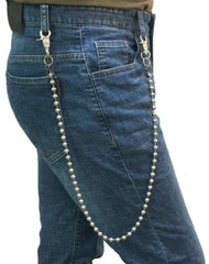 Silver Mens Long Bead Wallet Chain Biker Wallet Chain Bead Silver Pants Chain For Men