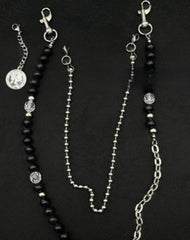 Beaded Wallet Chain Black Turquoise Stone Ball Wallet Chain Double Wallet Chain