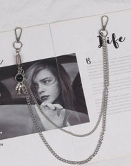 Cute Womens Astronaut Jeans Chain Silver Double Layers Astronaut Wallet Chains Jeans Chain For Women