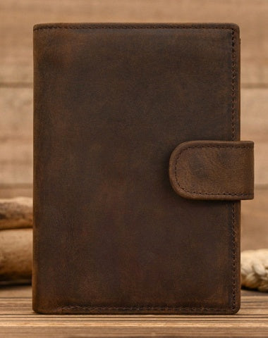 Leather Vertical Bifold Wallet with Coin Pocket Leather Vertical Wallet with Buckle Mens Wallets Billfold