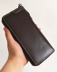 leather wallets with chain Leather Biker Wallet Leather Biker Chain Wallet Mens Vintage Biker Long Zip Wallet for Men