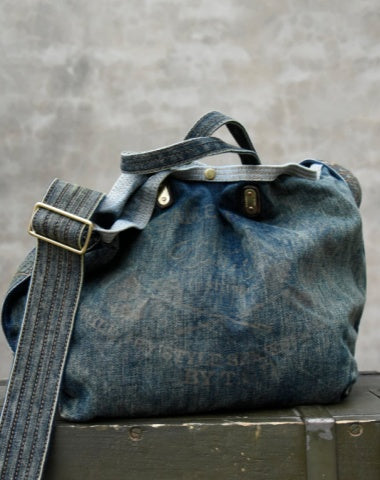 Blue Denim Tote Handbag Denim Tote Bag Crossbody Bag 