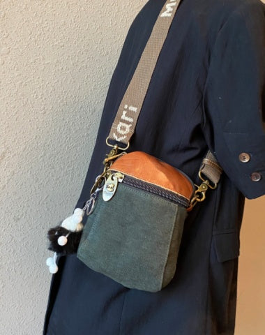 Dark Green Canvas Vertical Shoulder Bag Canvas Crossbody Bag Phone Bag for Women