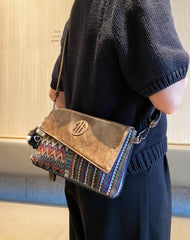 Bohemian Canvas Boho Crossbody Bag Women Canvas Boho Wristlet Purse Convertible Embroidery Canvas Bag
